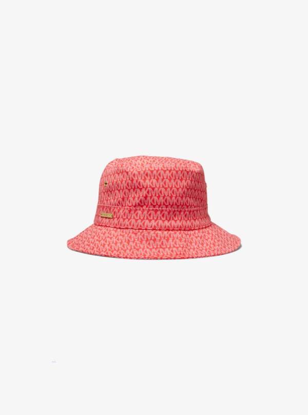 Damske Klobuky Michael Kors Logo Print Organic Cotton Blend Bucket Hnede Ruzove - Doplnky Michael Kors Slevy | WGFQY-8593